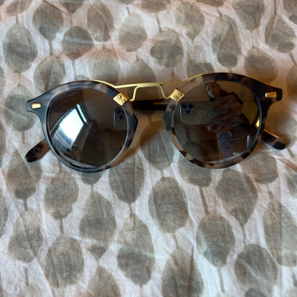 KREWE St. Louis Matte Tortoise Mirrored Sunglasses